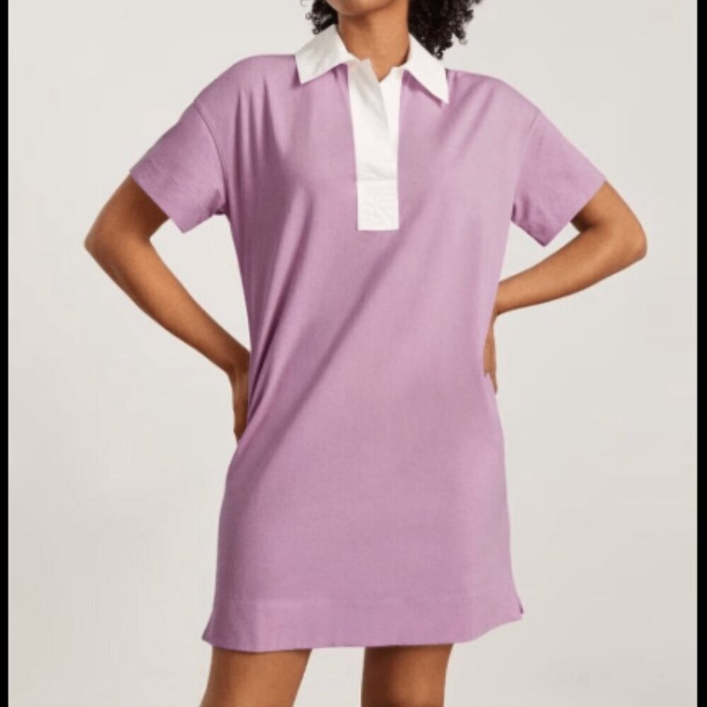 Everlane The Organic Cotton Polo Dress in Mauve Collared Size Medium